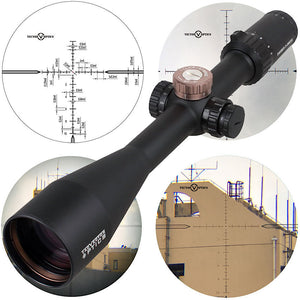 Vector Optics Taurus 5-30X56 German Tech Diamond Clear FFP Tactical Rifle Scope with Red Dot in the Centre of the Reticule.